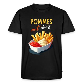 frites rut wiess snack bar Cologne kölsch fête drôle - T-shirt Premium bio Homme - noir - Devant - Nico (187cm)