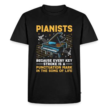 Pianistes parce que chaque trait de touche est une ponctuation - T-shirt Premium bio Homme - noir - Devant - Nico (187cm)