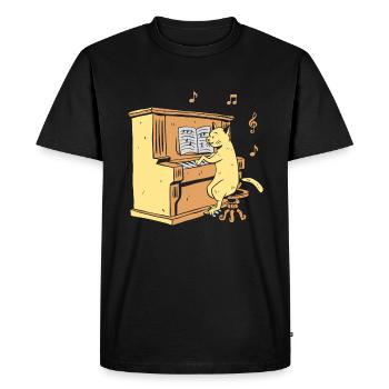 Chat Piano Touches Clavier Pianiste Claviériste Pianis - T-shirt Premium bio Homme - noir - Devant - Nico (187cm)