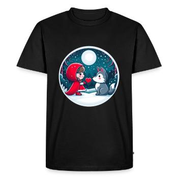 Conte de fées Petit Chaperon Rouge Loup Enfants Coeur Lune Mignon - T-shirt Premium bio Homme - noir - Devant - Nico (187cm)