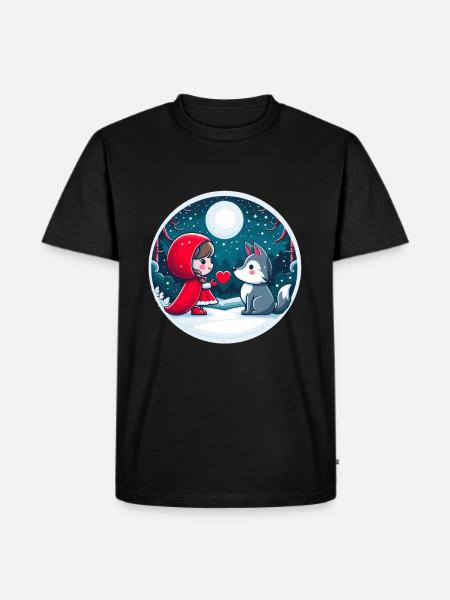 Fiaba Cappuccetto Rosso Lupo Bambini Cuore Luna Carino - Maglietta ecologica premium da uomo - nero