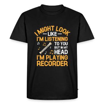 Flûte à bec American Flag USA Instrument Music - T-shirt Premium bio Homme - noir - Devant - Nico (187cm)