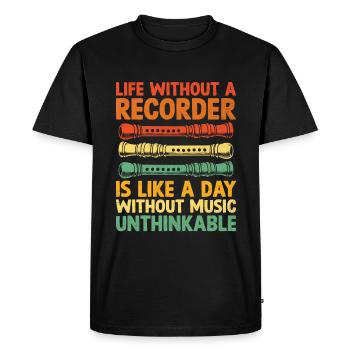La vie sans flûte à bec est comme une journée sans musi - T-shirt Premium bio Homme - noir - Devant - Nico (187cm)