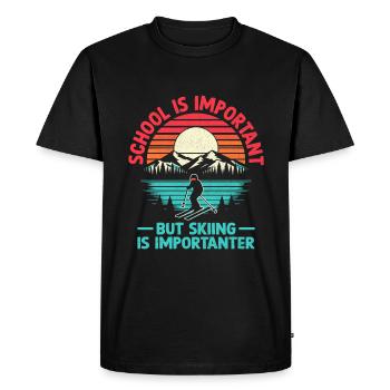 L’école est importante, mais le ski est plus important - T-shirt Premium bio Homme - noir - Devant - Nico (187cm)