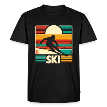 Retro Skiing Skier Ski Winter Sports Skis - Men's Premium Organic T-Shirt - black - Front - Nico (187cm)