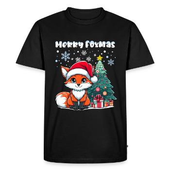 Renard de Noël Arbre de Noël Enfants Mignon - T-shirt Premium bio Homme - noir - Devant - Nico (187cm)