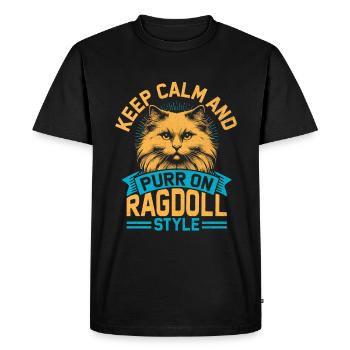Keep Calm And Purr On Ragdoll Style Ragdolls Cat L - Men's Premium Organic T-Shirt - black - Front - Nico (187cm)