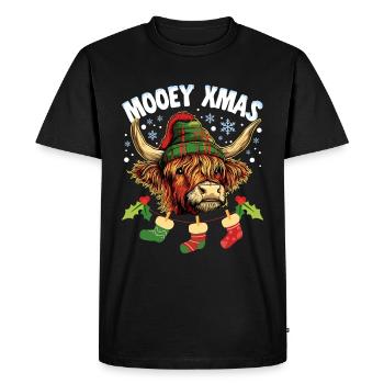 Noël Bovins écossais Highland Mooey Noël - T-shirt Premium bio Homme - noir - Devant - Nico (187cm)