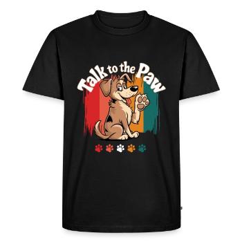 chien rétro patte patte impression dessin animé drôle woof - T-shirt Premium bio Homme - noir - Devant - Nico (187cm)