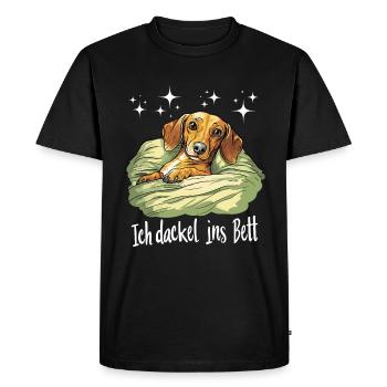 Teckel chien sommeil tenue teckel ami lit drôle - T-shirt Premium bio Homme - noir - Devant - Nico (187cm)