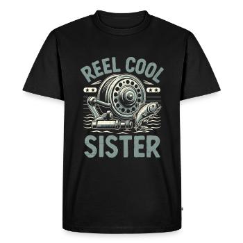 Reel Cool Sister Bass Fishing Angler Fisherman Ang - Men's Premium Organic T-Shirt - black - Front - Nico (187cm)