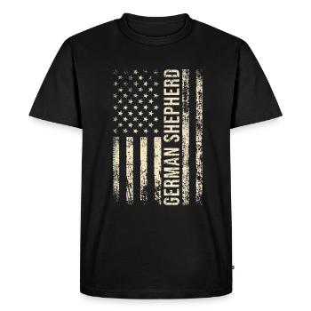 Drapeau américain berger allemand amoureux chien propriétaire GSD - T-shirt Premium bio Homme - noir - Devant - Nico (187cm)