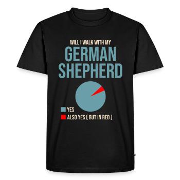 Vais-je me promener avec mon berger allemand amoureux des chiens GSD - T-shirt Premium bio Homme - noir - Devant - Nico (187cm)