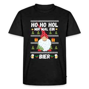 Christmas Gnome Beer Alcohol Gift Funny - Men's Premium Organic T-Shirt - black - Front - Nico (187cm)