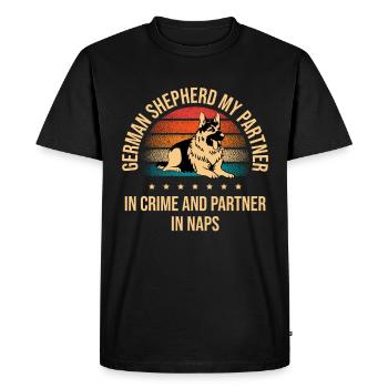 Berger allemand Mon partenaire dans le crime et Partenaire dans - T-shirt Premium bio Homme - noir - Devant - Nico (187cm)