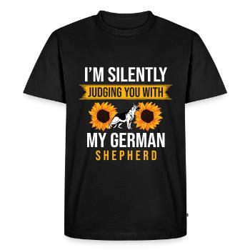 I'm Silently Judging You With My German Shepherd G - Men's Premium Organic T-Shirt - black - Front - Nico (187cm)