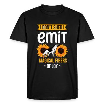 I Don't Shed I Emit Magical Fibers Of Joy German S - Men's Premium Organic T-Shirt - black - Front - Nico (187cm)