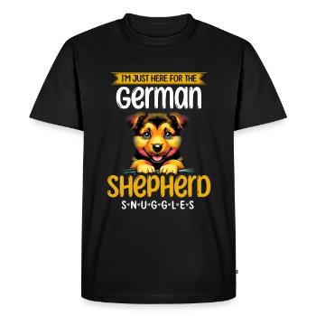 Je suis juste là pour les câlins du berger allemand GSD - T-shirt Premium bio Homme - noir - Devant - Nico (187cm)