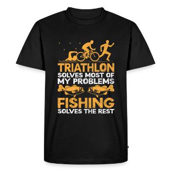 Triathlon Solves Most Of My Problems Fishing Solve - Men's Premium Organic T-Shirt - black - Front - Nico (187cm)