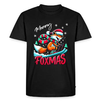 Merry Foxmas Fox Snow Skiing Skiing Fun Funny - Men's Premium Organic T-Shirt - black - Front - Nico (187cm)