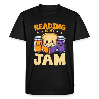 La lecture est ma confiture rat de bibliothèque Bibliophile - T-shirt Premium bio Homme - noir - Devant - Nico (187cm)