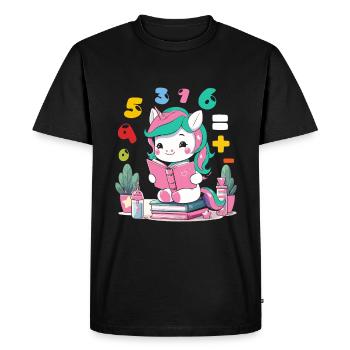 Unicorn Book Reading Books Bookworm Bibliophile - Men's Premium Organic T-Shirt - black - Front - Nico (187cm)