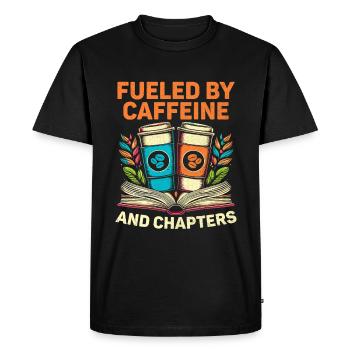 Fueled By Caffeine And Chapters Book Bookworm - Men's Premium Organic T-Shirt - black - Front - Nico (187cm)