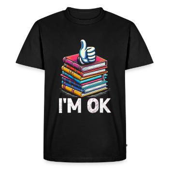 Je vais bien lire des livres rat de bibliothèque bibliophile - T-shirt Premium bio Homme - noir - Devant - Nico (187cm)