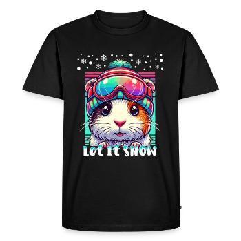 Cochon d’Inde Ski Vacances de ski Hiver Doux - T-shirt Premium bio Homme - noir - Devant - Nico (187cm)
