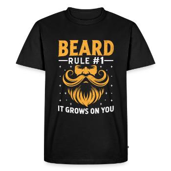 Règle de barbe numéro un Elle pousse sur vos barbes - T-shirt Premium bio Homme - noir - Devant - Nico (187cm)