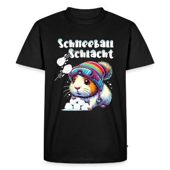cochon d’Inde bataille de boules de neige Hiver Ski Fun - T-shirt Premium bio Homme - noir - Devant - Nico (187cm)