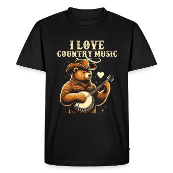 J’aime la musique country Cowboy Ours Song Lover - T-shirt Premium bio Homme - noir - Devant - Nico (187cm)