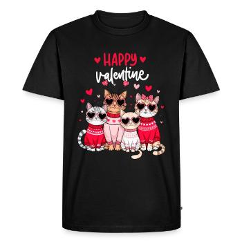 Saint-Valentin Chat Chat Chat Maman Chat Amoureux Fun - T-shirt Premium bio Homme - noir - Devant - Nico (187cm)
