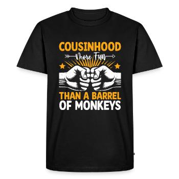 Cousinhood More Fun Than A Barrel Of Monkeys - Men's Premium Organic T-Shirt - black - Front - Nico (187cm)