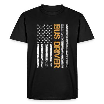 American Flag Bus Driver Patriot School Bus - Men's Premium Organic T-Shirt - black - Front - Nico (187cm)