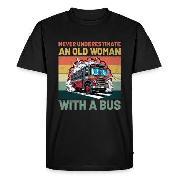 Never Underestimate An Old Woman With A Bus Driver - Men's Premium Organic T-Shirt - black - Front - Nico (187cm)