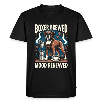 Boxer Brewed Mood Renouvelé Amateur de caféine Chien - T-shirt Premium bio Homme - noir - Devant - Nico (187cm)