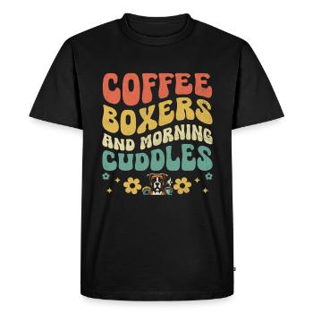Coffee Boxers And Morning Cuddles Caffeine Lover - Men's Premium Organic T-Shirt - black - Front - Nico (187cm)