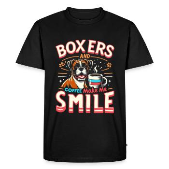 Boxers And Coffee Make Me Smile Caffeine Lover - Men's Premium Organic T-Shirt - black - Front - Nico (187cm)