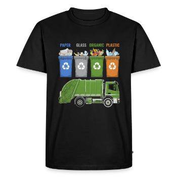 Recyclage des ordures Camion à ordures Collecteur de déchets - T-shirt Premium bio Homme - noir - Devant - Nico (187cm)