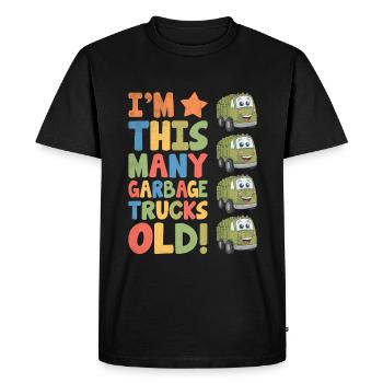 I'm This Many Garbage Trucks Old 4 Years Old - Men's Premium Organic T-Shirt - black - Front - Nico (187cm)