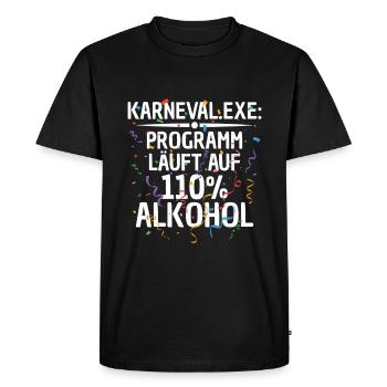 Le programme fonctionne avec 110 % d’alcool - Drôle - T-shirt Premium bio Homme - noir - Devant - Nico (187cm)
