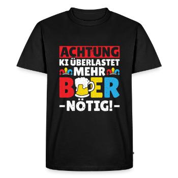 AI overloads beer necessary! - Funny carnival - Men's Premium Organic T-Shirt - black - Front - Nico (187cm)