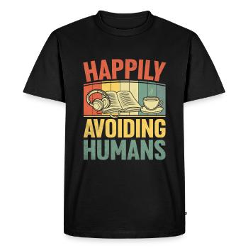 Éviter heureusement les dictons humains pour les introvertis - T-shirt Premium bio Homme - noir - Devant - Nico (187cm)
