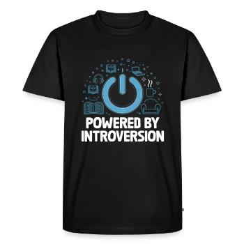 Powered By Introversion Sayings For Introverts - Men's Premium Organic T-Shirt - black - Front - Nico (187cm)