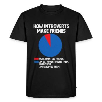 Comment les introvertis se font des amis Dictons pour les introvertis - T-shirt Premium bio Homme - noir - Devant - Nico (187cm)