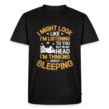 Je pourrais avoir l’air de t’écouter dire pendant - T-shirt Premium bio Homme - noir - Devant - Nico (187cm)