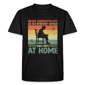 Ne sous-estimez jamais une vieille femme introvertie qui - T-shirt Premium bio Homme - noir - Devant - Nico (187cm)