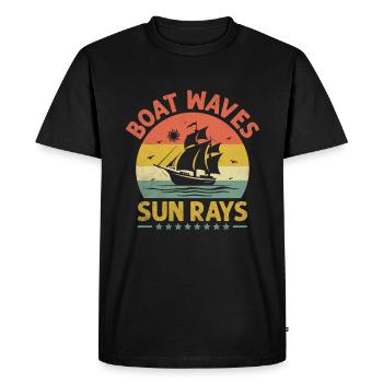 Bateau Vagues Rayons de soleil Pédalo - T-shirt Premium bio Homme - noir - Devant - Nico (187cm)
