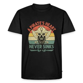 A Pirate's Heart Never Sinks Pirate Youth Design - Men's Premium Organic T-Shirt - black - Front - Nico (187cm)